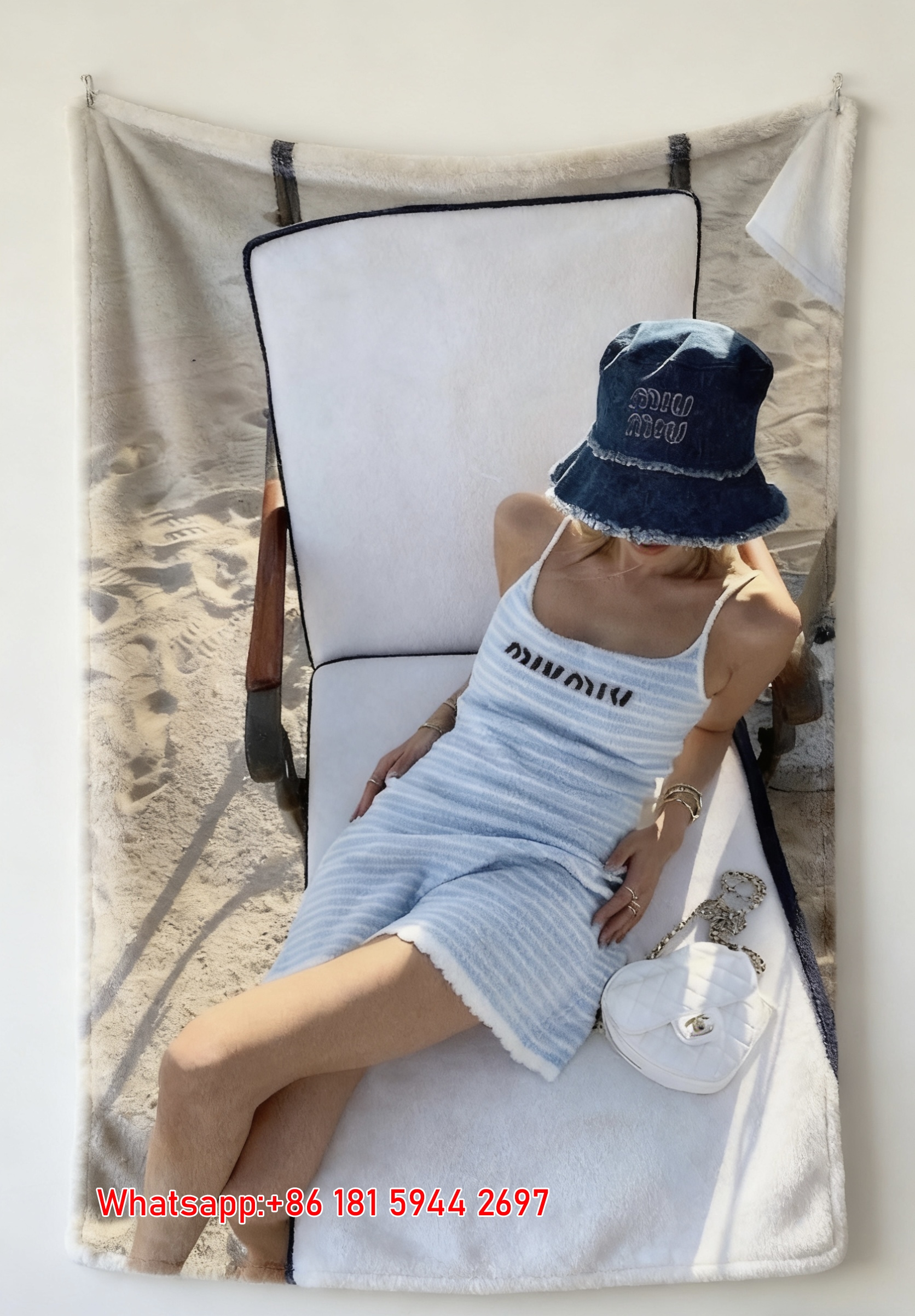 Miumiu Light Blue White Denim Blue Flannel Sofa Throw Blanket – Printed Beach Vacation IMG_0552
